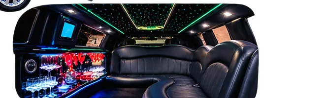 Stretch limousine interior bar