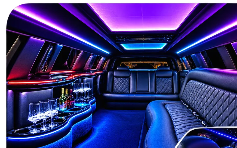 Stretch limousine main interior lounge